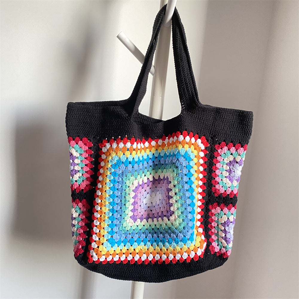 Handmade Colorful Crochet Chic Granny Square Tote