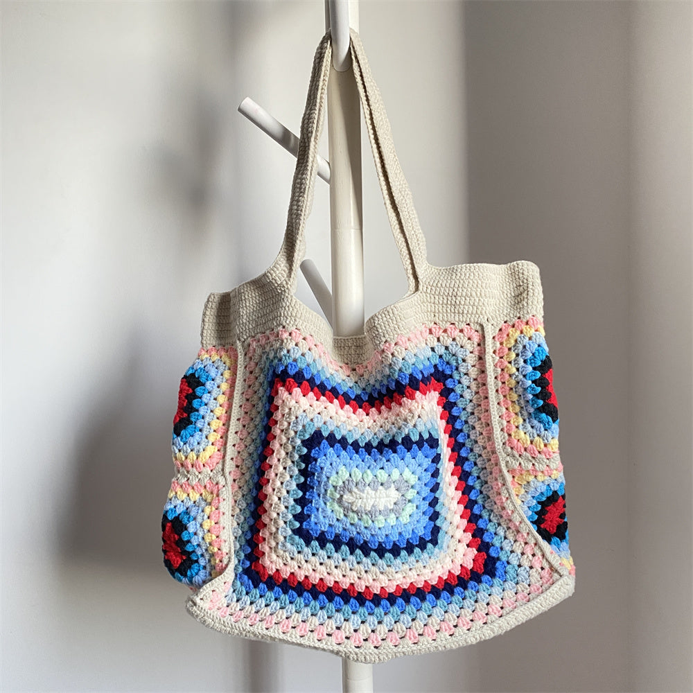 Handmade Colorful Crochet Chic Granny Square Tote