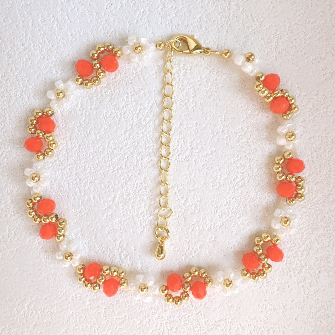 Floral Bracelet Deep Orange