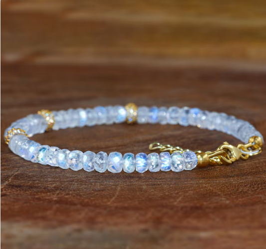 White Rainbow Moonstone Beads Bracelet