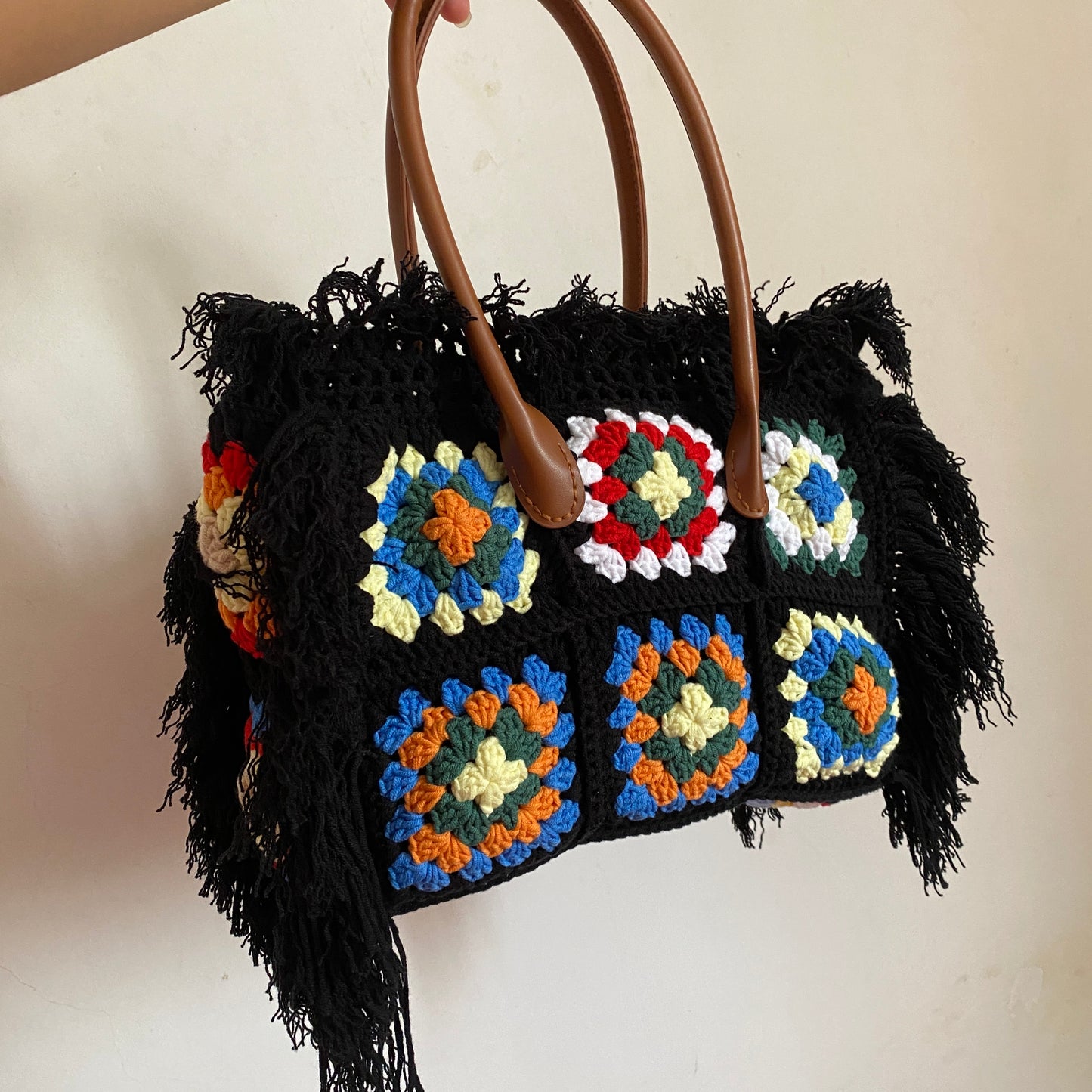 Handmade Colorful Crochet Chic Granny Tote