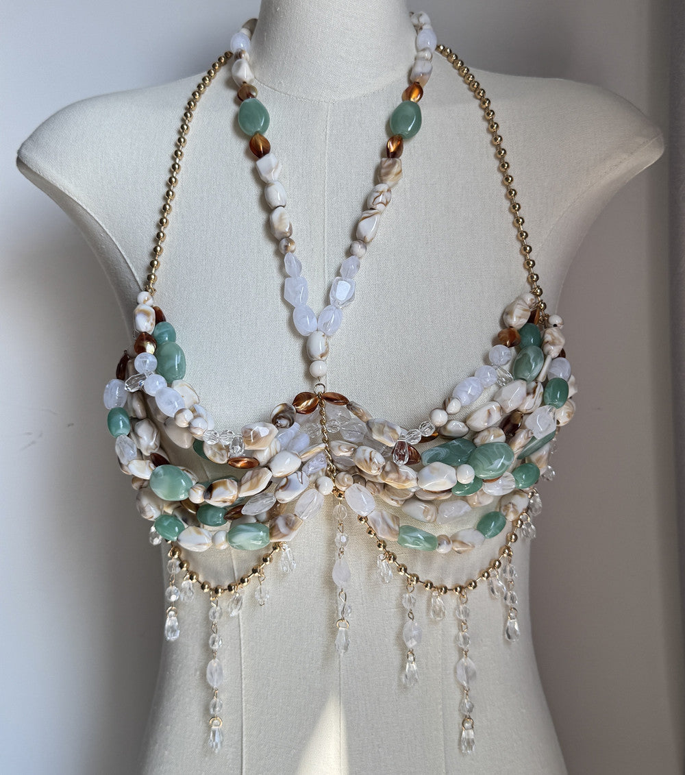 Beaded Body Chain Green