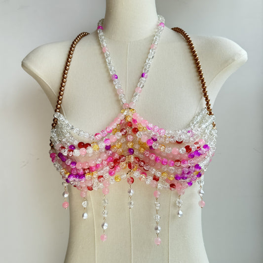 Beaded Body Chain Pink