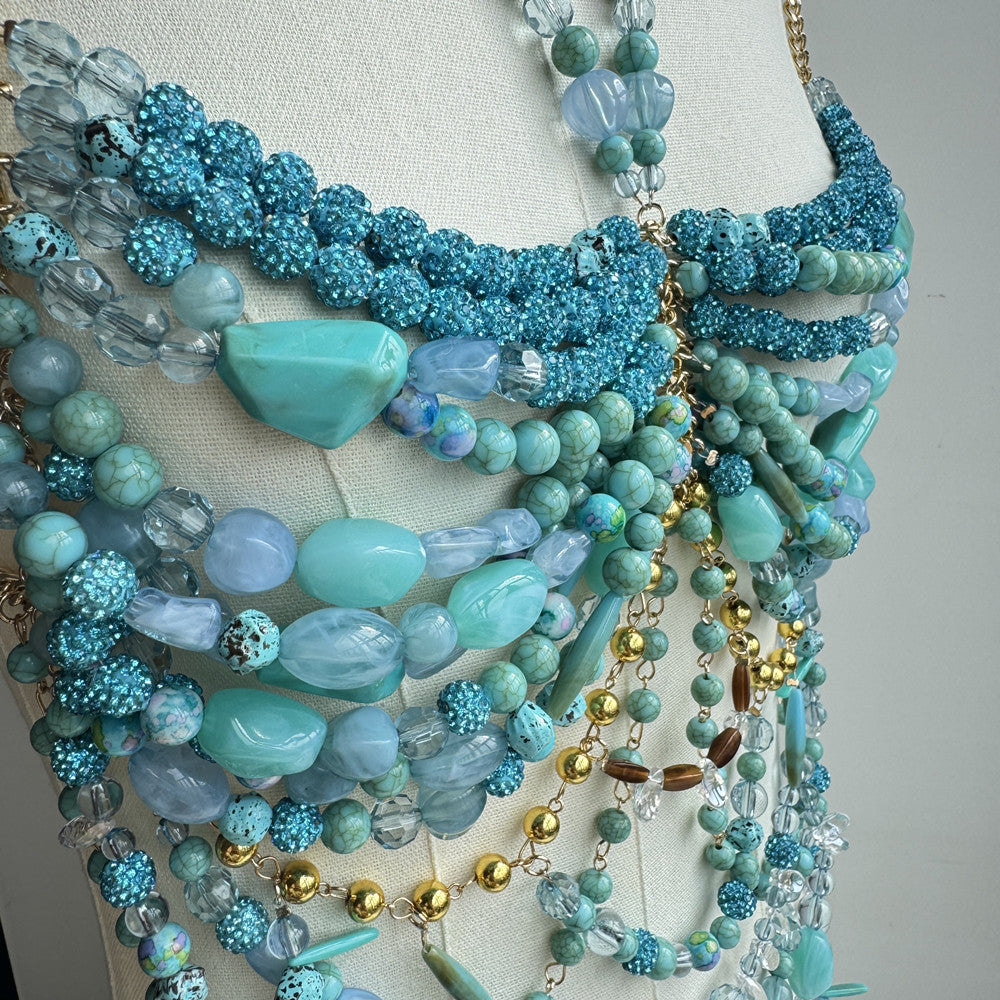 Beaded Body Chain Imitated Turquoise