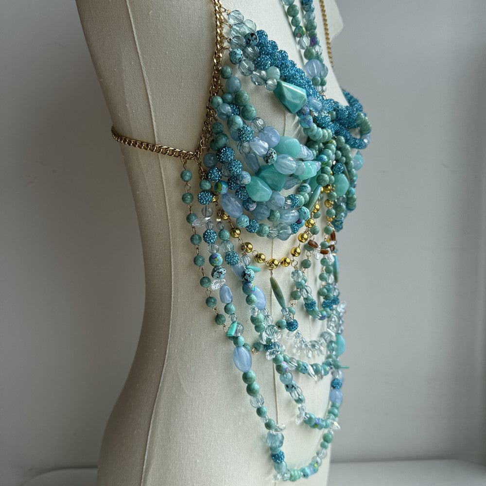 Beaded Body Chain Imitated Turquoise