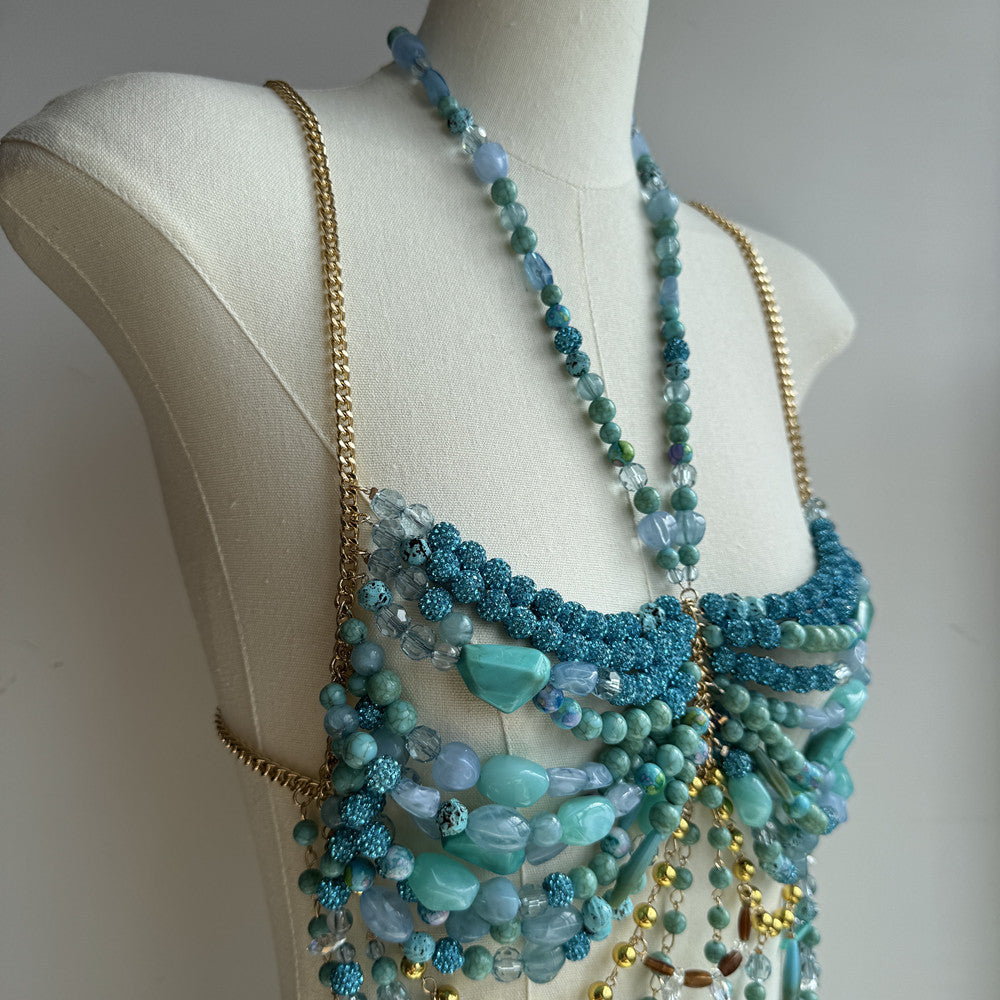 Beaded Body Chain Imitated Turquoise