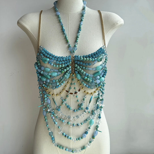 Beaded Body Chain Imitated Turquoise