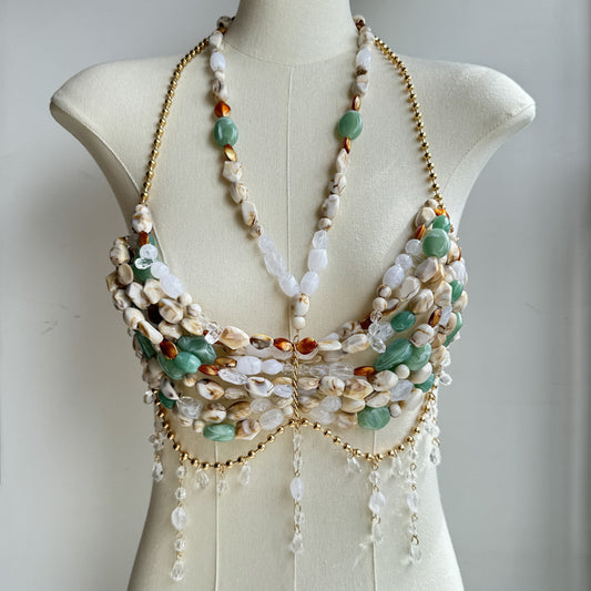 Beaded Body Chain Green