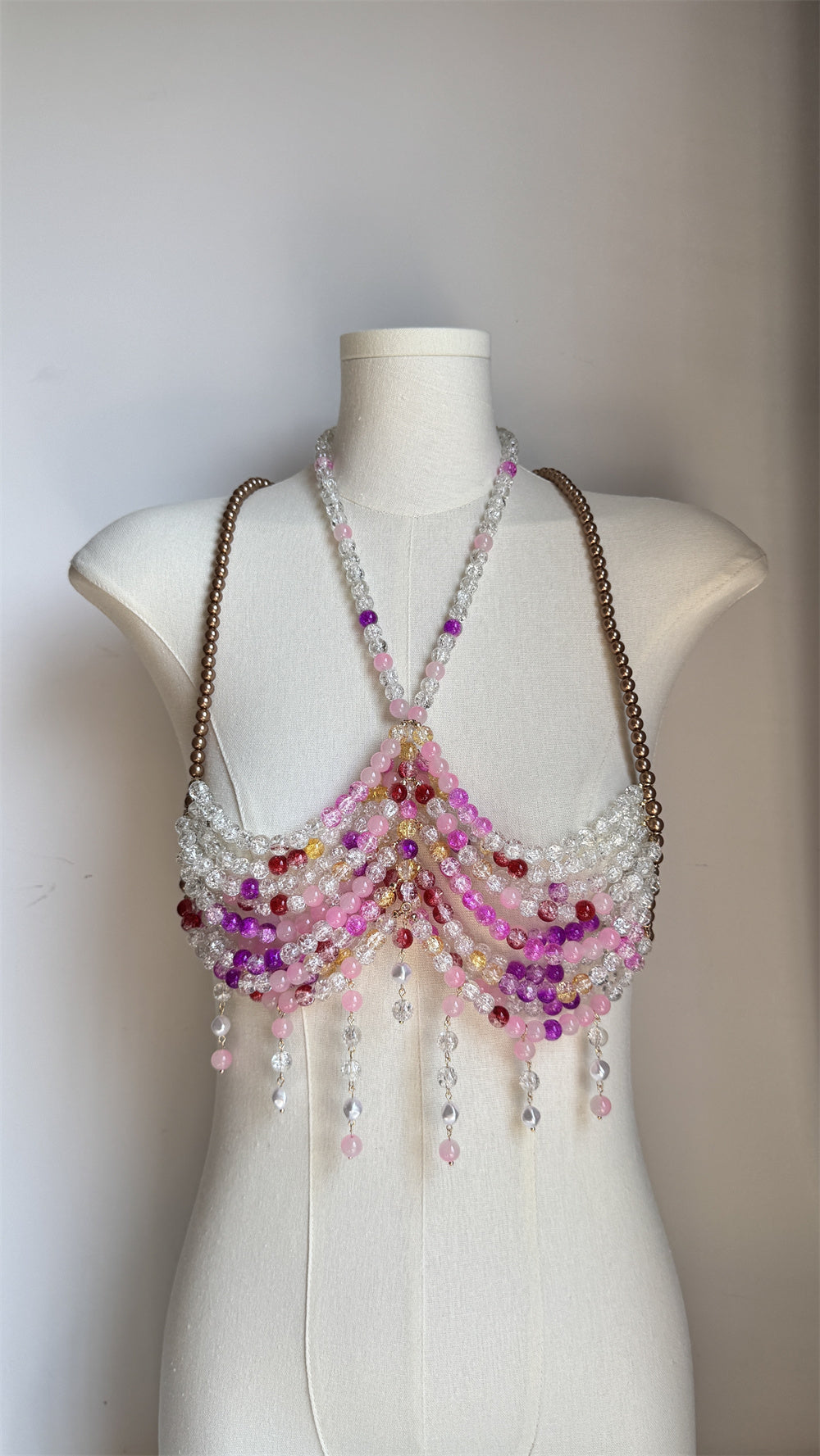 Beaded Body Chain Pink