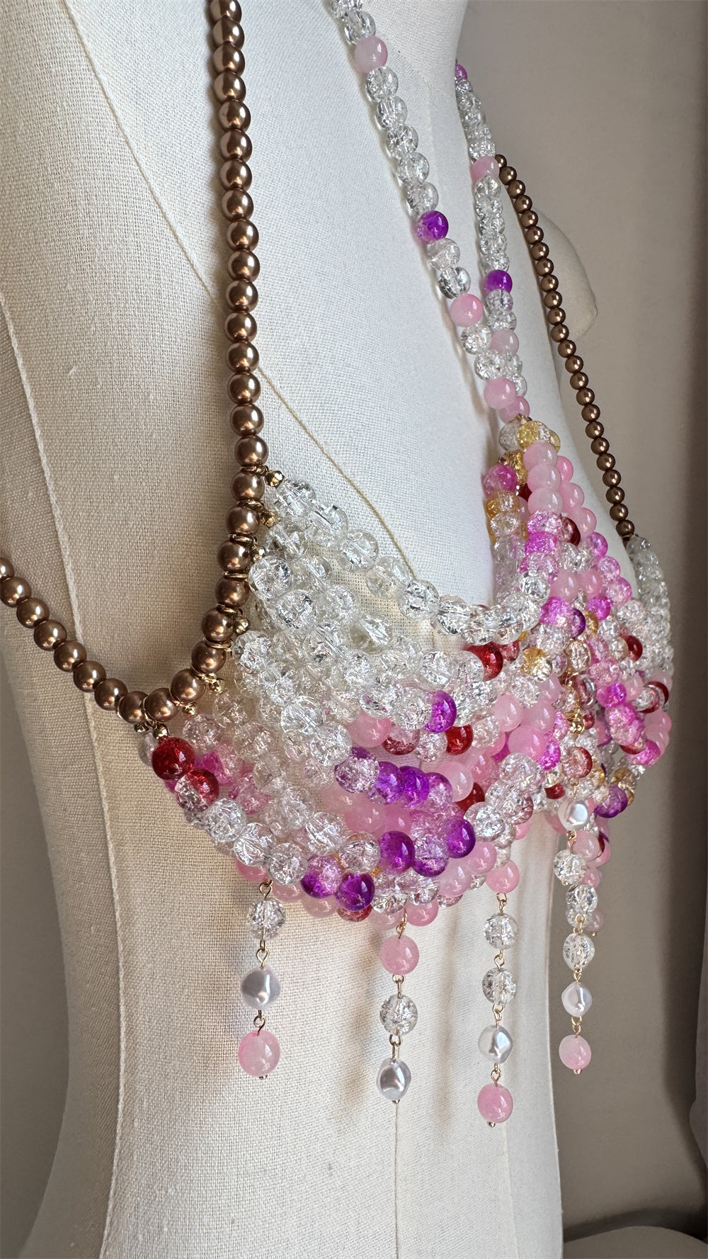 Beaded Body Chain Pink