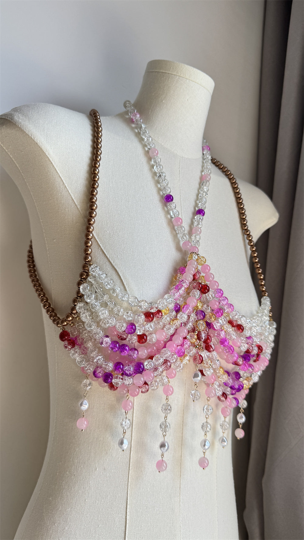 Beaded Body Chain Pink