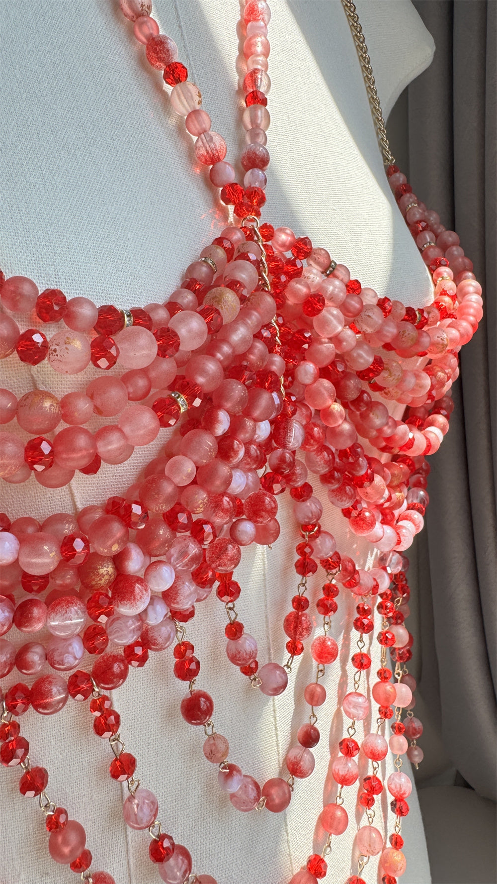 Red Gemstone Bead Bra