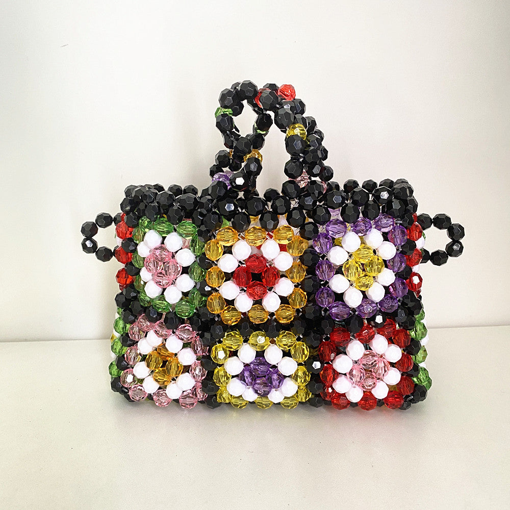 Bead Bag Floral Bucket Handbag