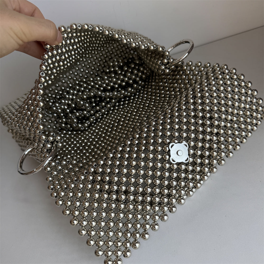 Silver Beaded Handbag