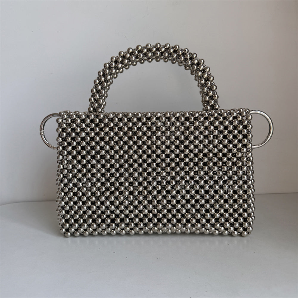 Silver Beaded Handbag