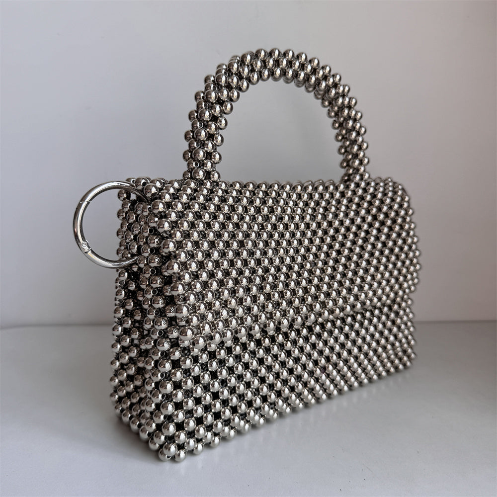 Silver Beaded Handbag