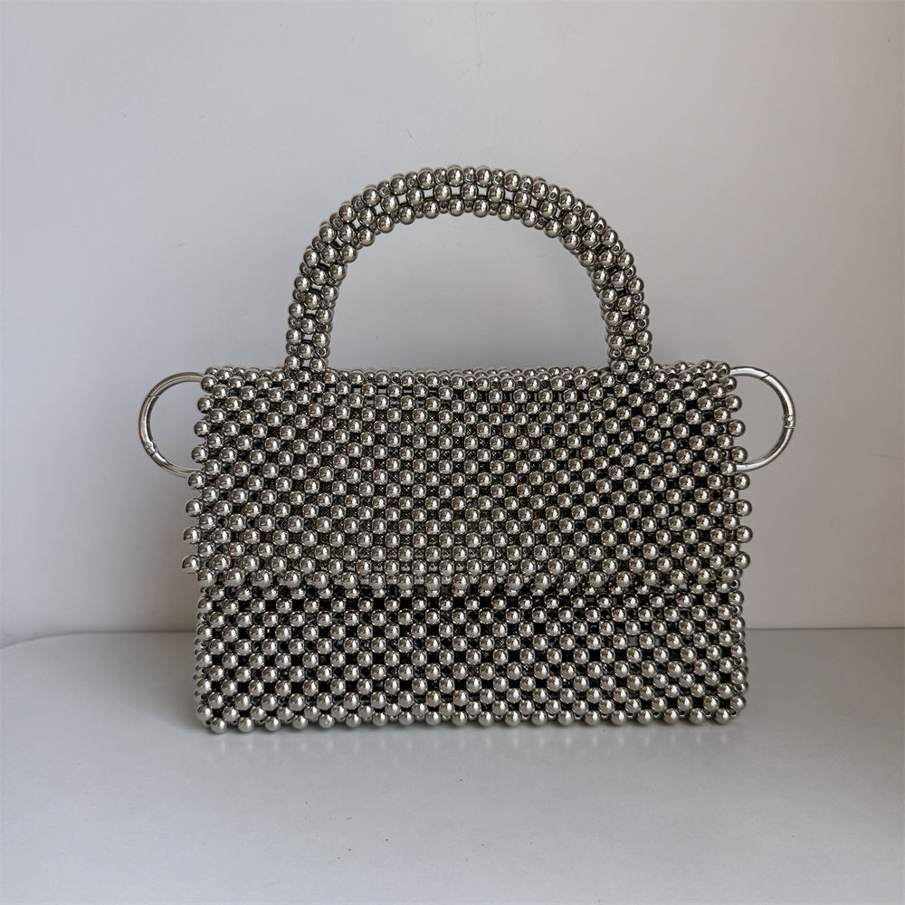 Silver Beaded Handbag