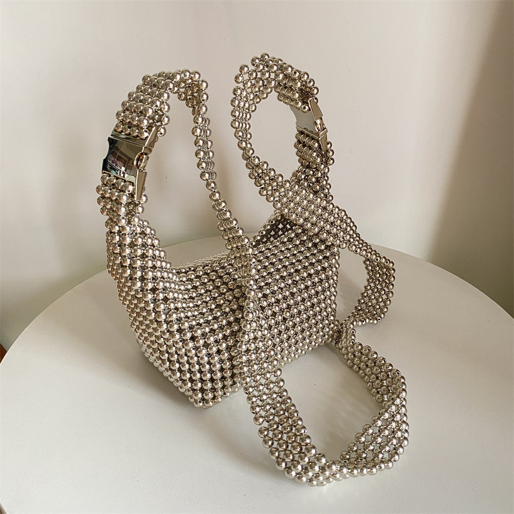 Handmade Silver Beaded Bag