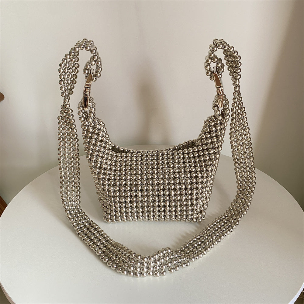 Handmade Silver Beaded Bag