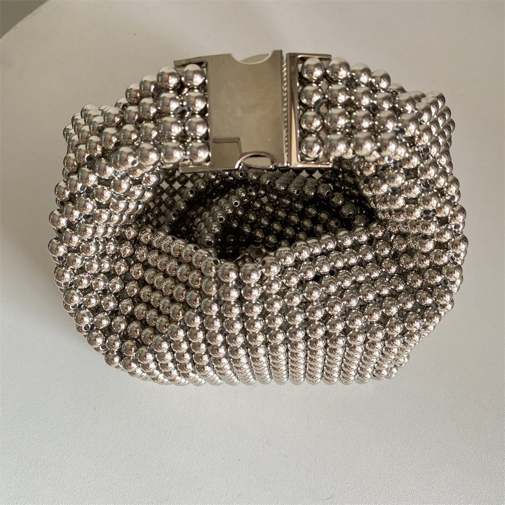 Handmade Silver Beaded Bag