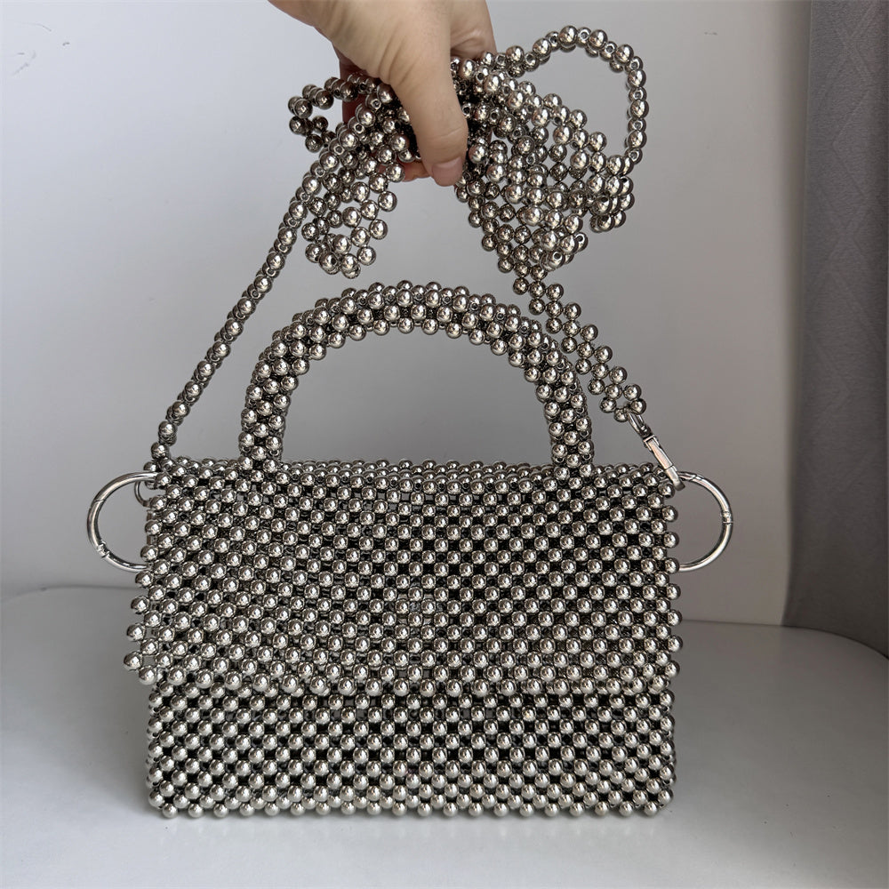 Silver Beaded Handbag