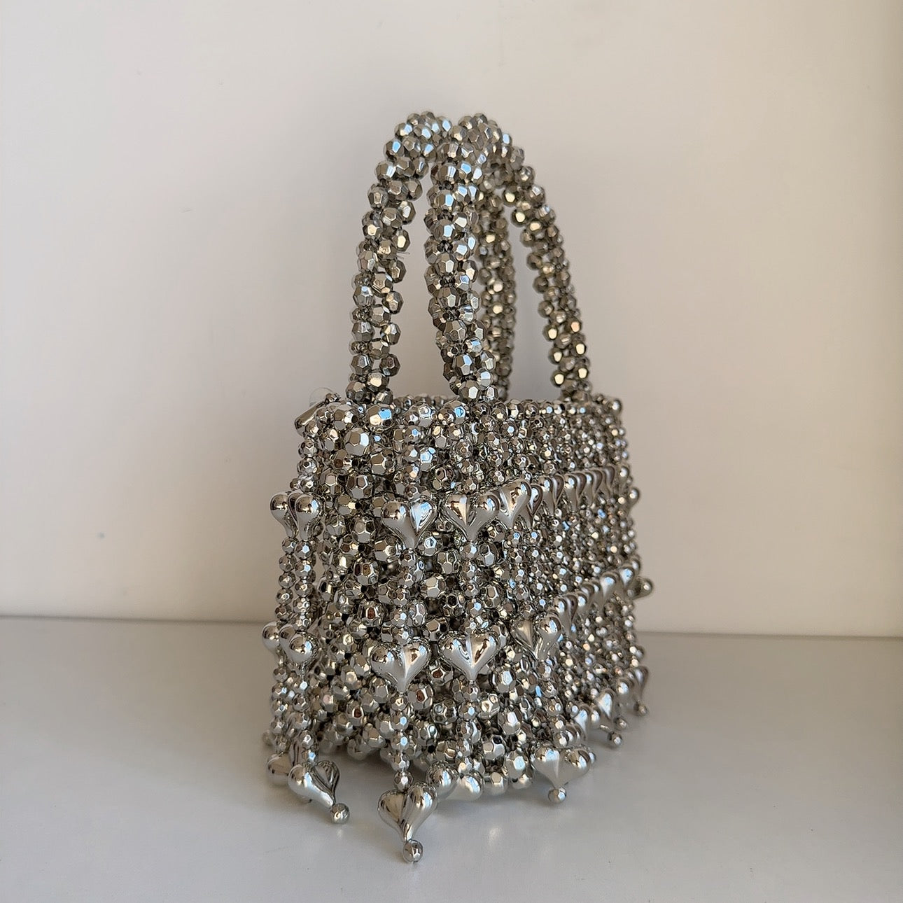 Silver Bead Purses With Tassel