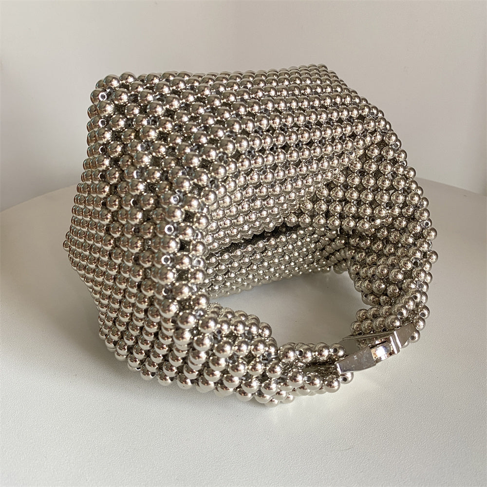 Handmade Silver Beaded Bag