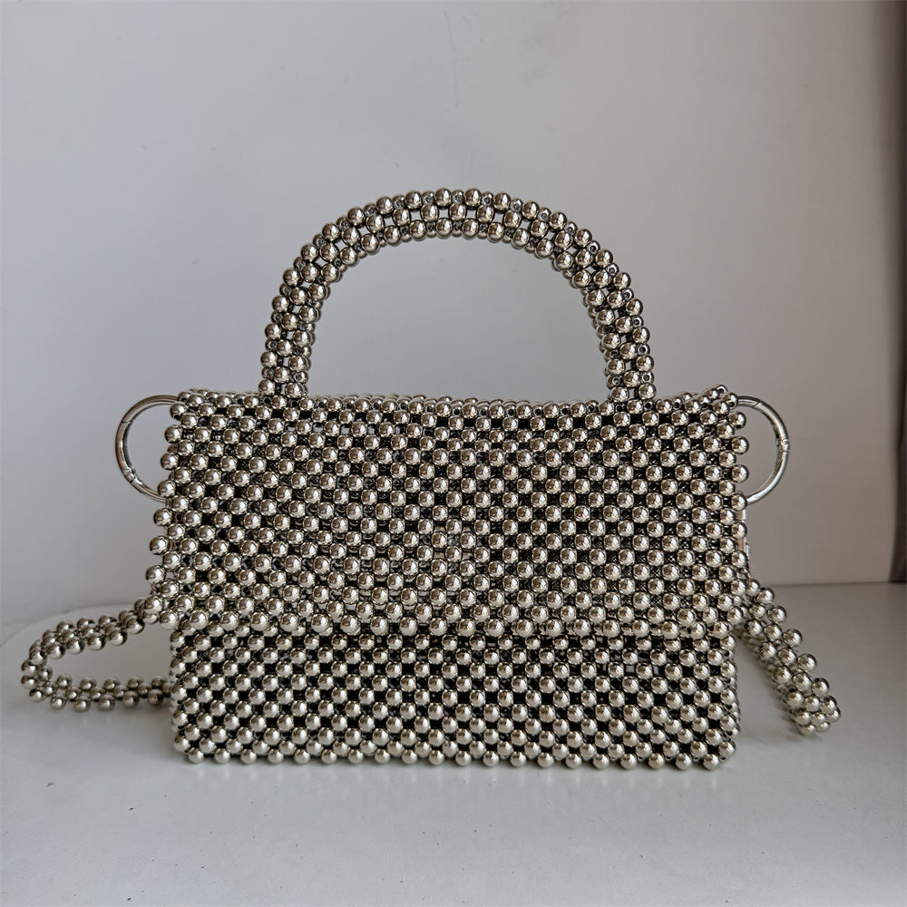 Silver Beaded Handbag