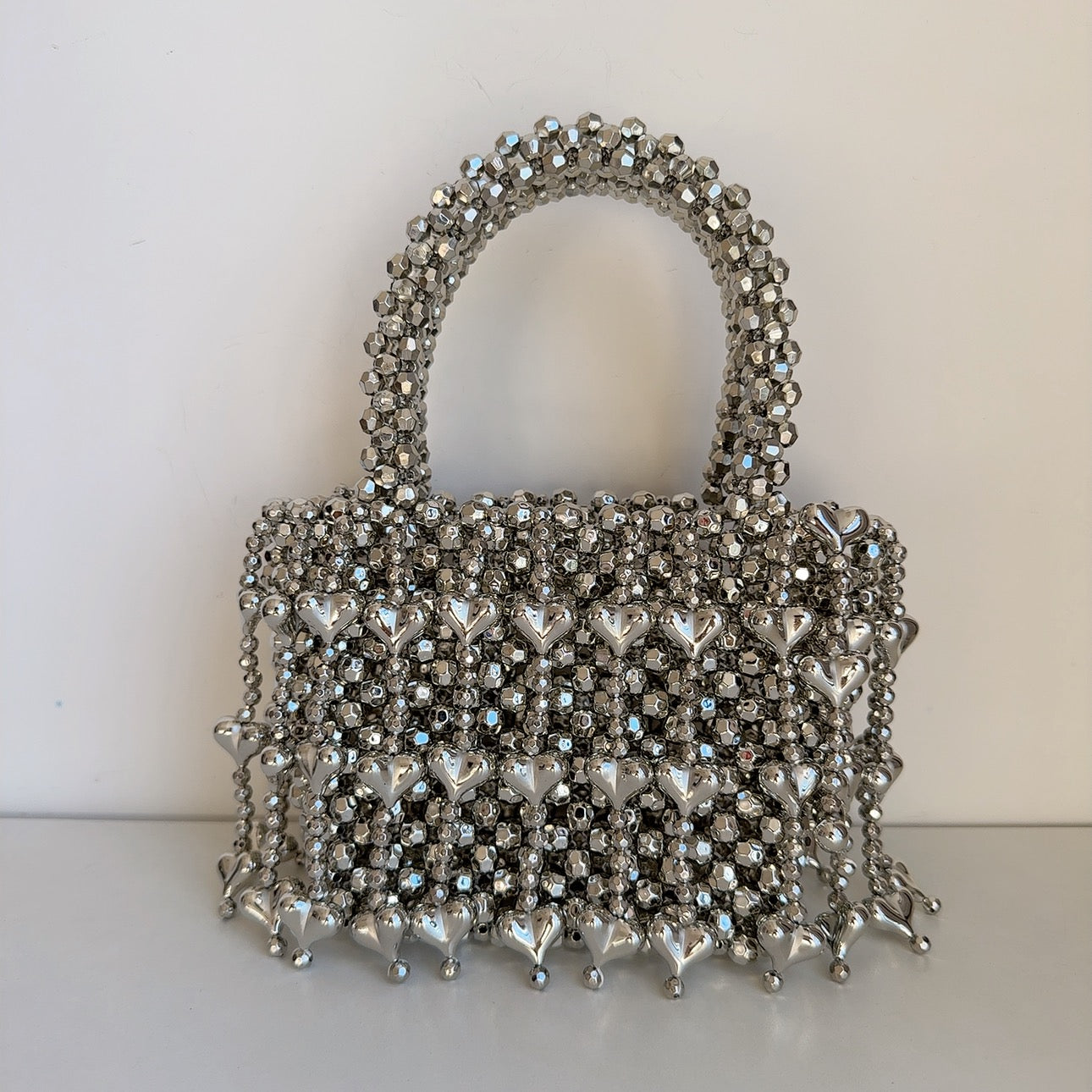 Silver Bead Purses With Tassel