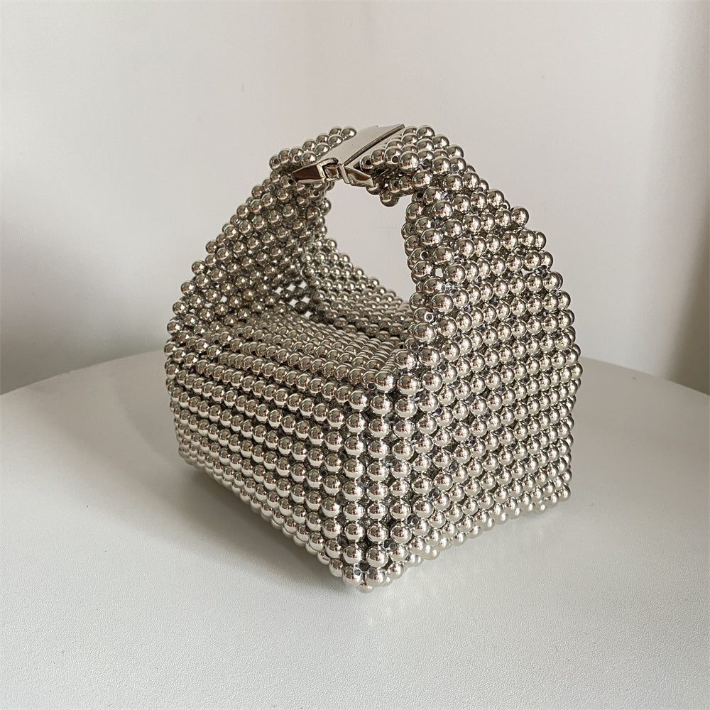 Handmade Silver Beaded Bag