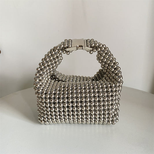 Handmade Silver Beaded Bag