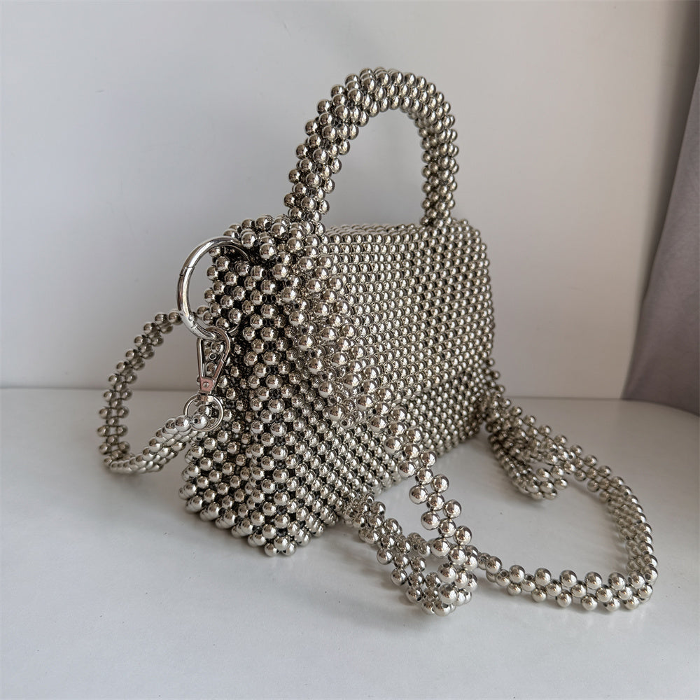 Silver Beaded Handbag