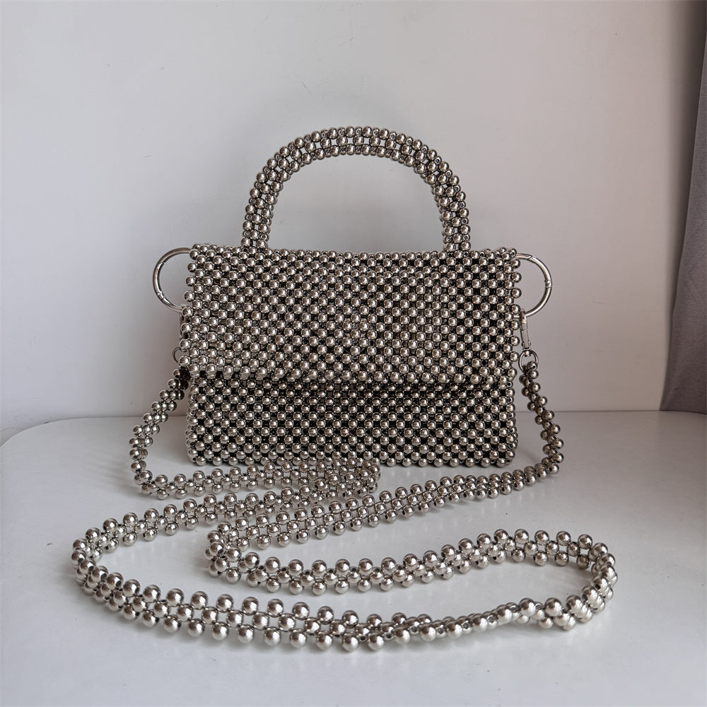 Silver Beaded Handbag