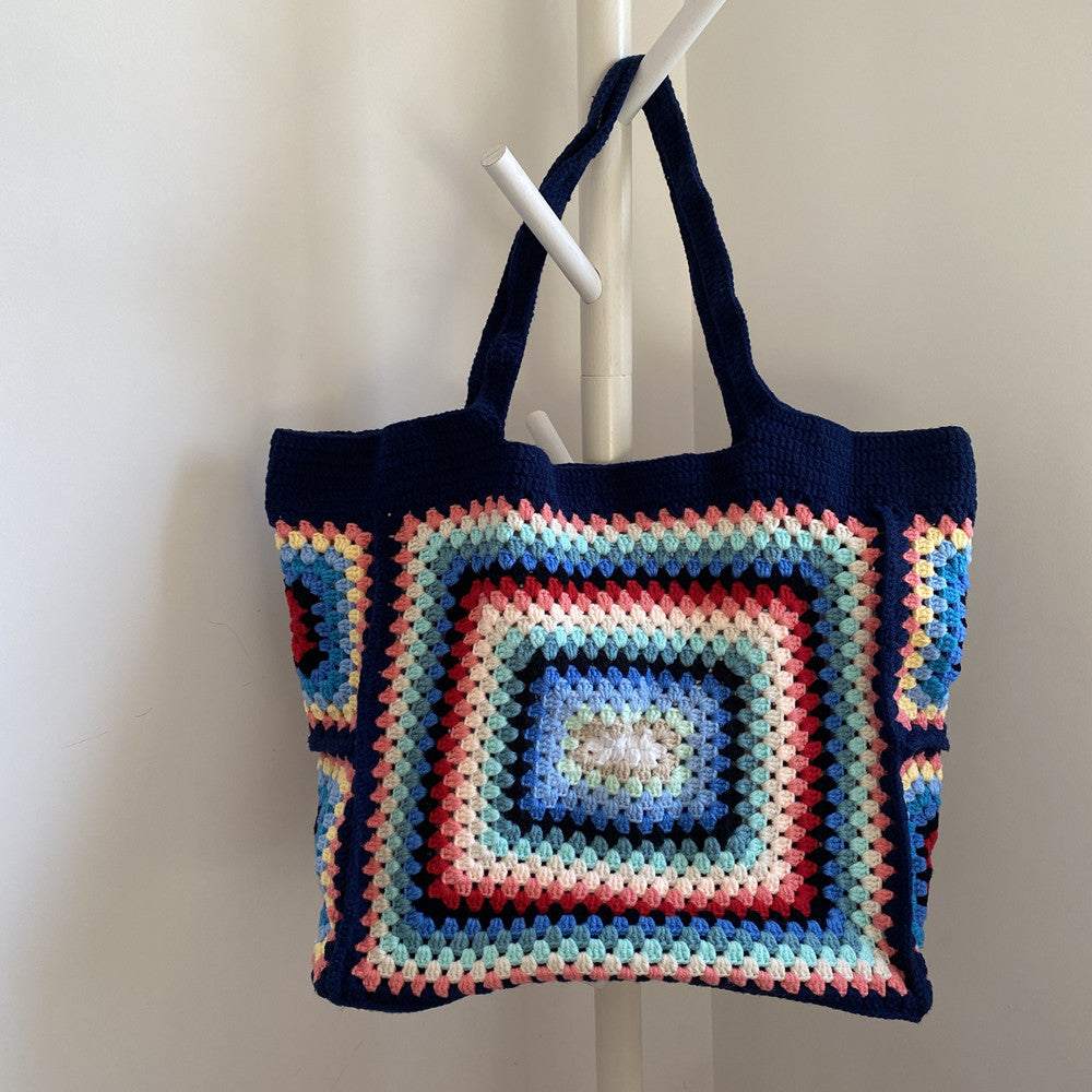 Handmade Colorful Crochet Chic Granny Square Tote